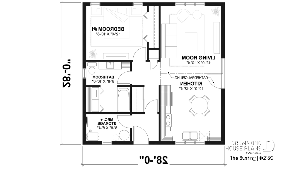1st level - Affordable small farmhouse house plan, bright single-story design ideal for first-time buyers and budget build - The Bunting