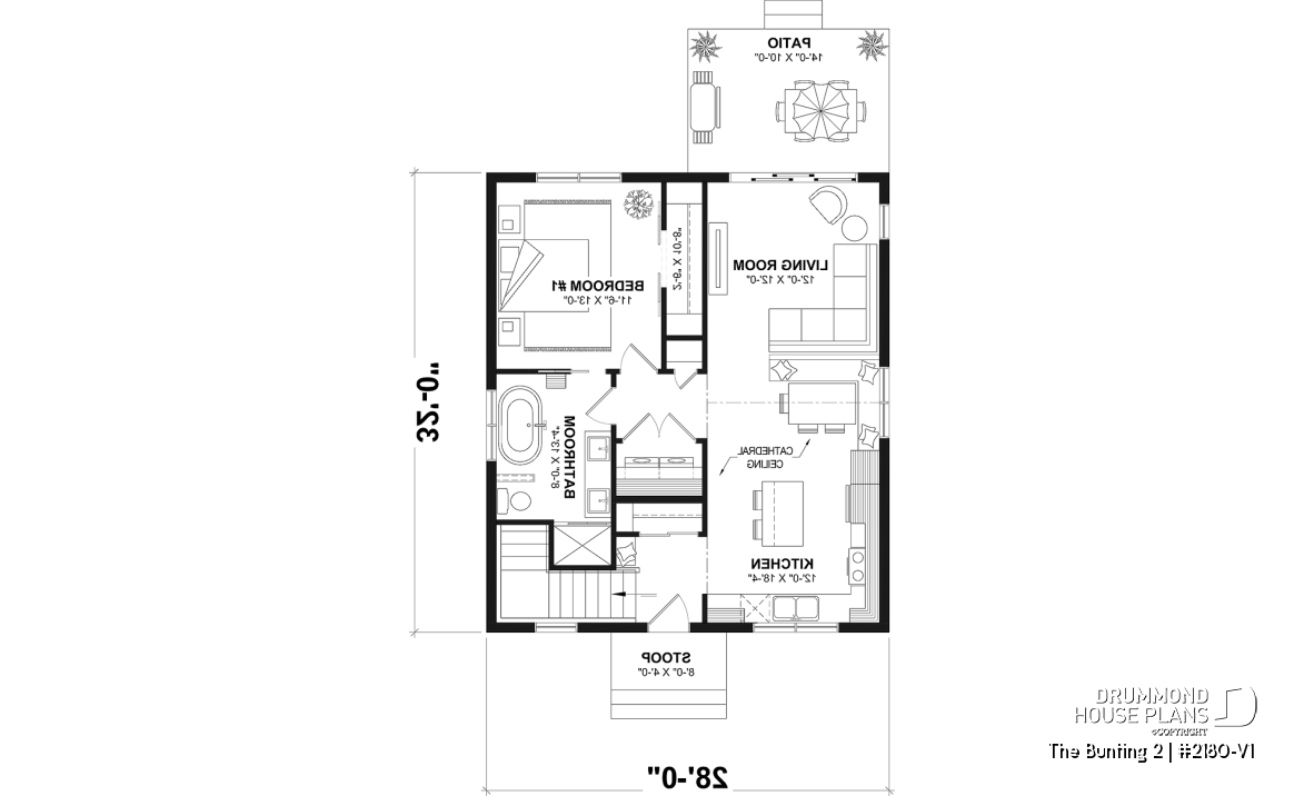 1st level - Compact and charming Cape Cod style home, bench seat in kitchen, optional finished basement ($), affordable  - The Bunting 2