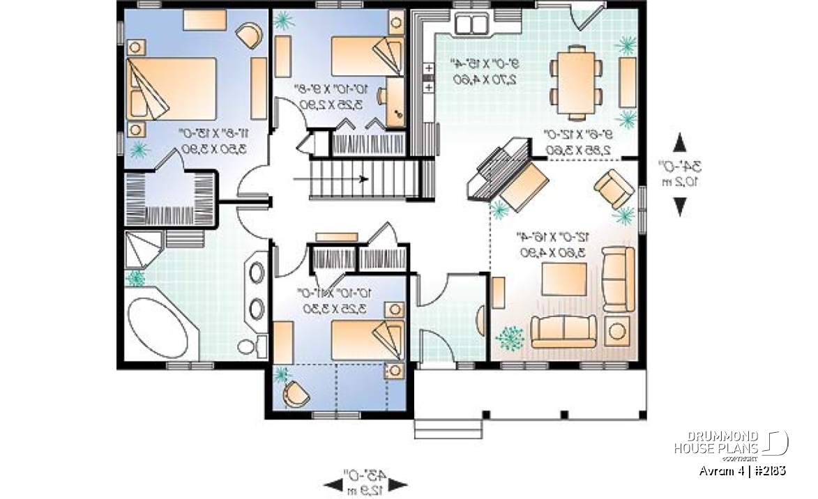 1st level - Country style one-storey home, 3 bedrooms, economical building costs, open concept, walk-in in master - Avram 4