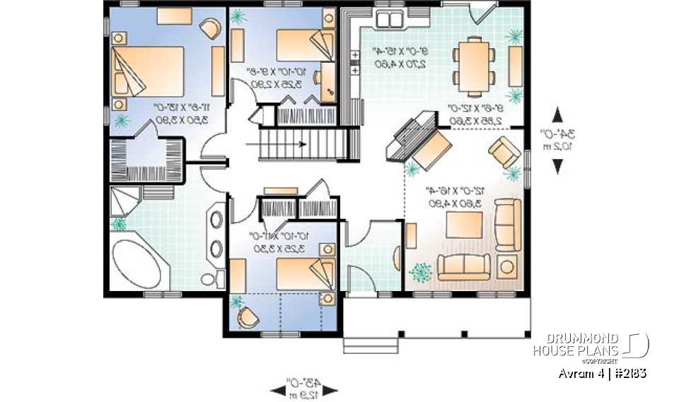 1st level - Country style one-storey home, 3 bedrooms, economical building costs, open concept, walk-in in master - Avram 4