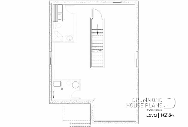 Basement - Budget friendly small craftsman home under 1000 sq.ft. and 2 bedroom, open floor plan layout - Lova