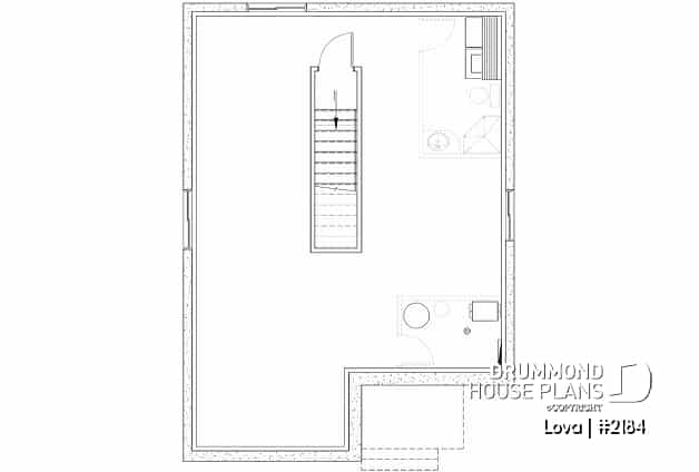 Basement - Budget friendly small craftsman home under 1000 sq.ft. and 2 bedroom, open floor plan layout - Lova