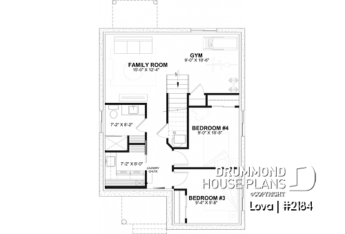 Finished basement - Budget friendly small craftsman home under 1000 sq.ft. and 2 bedroom, open floor plan layout - Lova