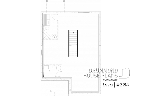 Unfinished basement - Budget friendly small craftsman home under 1000 sq.ft. and 2 bedroom, open floor plan layout - Lova