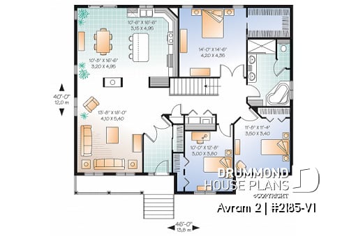 1st level - Budget conscious Ranch 3 beds house plan, open floor concept, laundry on main floor, great master bedroom  - Avram 2