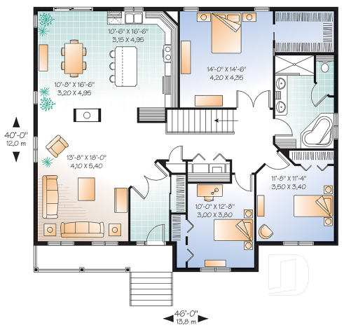 1st level - Budget conscious Ranch 3 beds house plan, open floor concept, laundry on main floor, great master bedroom  - Avram 2