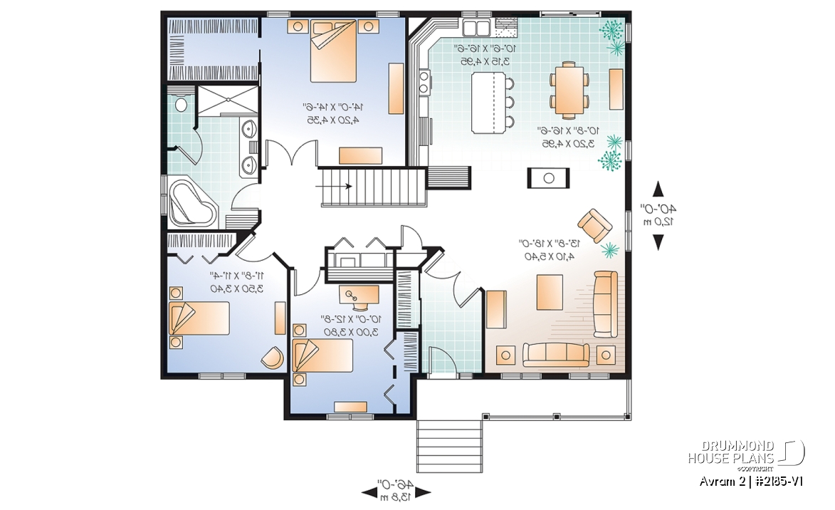 1st level - Budget conscious Ranch 3 beds house plan, open floor concept, laundry on main floor, great master bedroom  - Avram 2