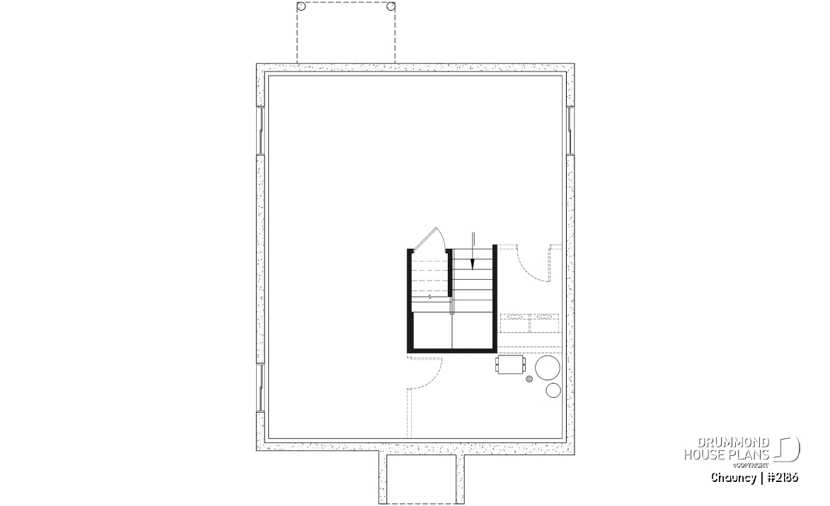 Unfinished basement - Low-cost one-story empty nester, 1 bedroom + 1 office, open floor plan, trending style - Chauncy