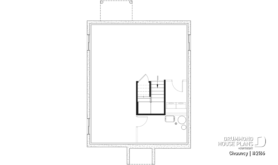 Unfinished basement - Low-cost one-story empty nester, 1 bedroom + 1 office, open floor plan, trending style - Chauncy