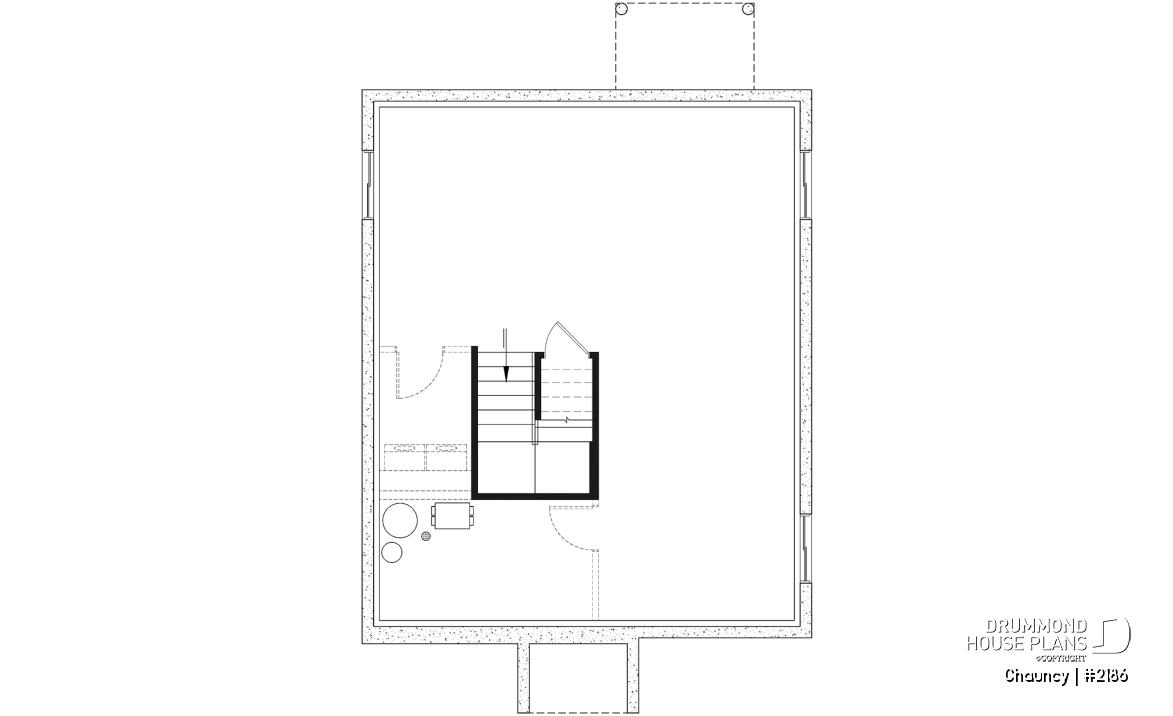 Unfinished basement - Low-cost one-story empty nester, 1 bedroom + 1 office, open floor plan, trending style - Chauncy