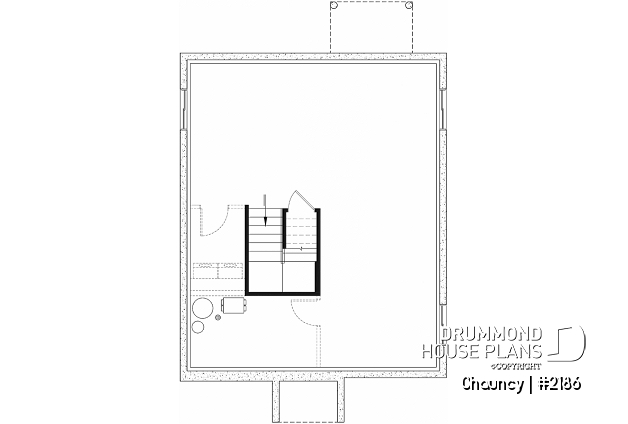 Unfinished basement - Low-cost one-story empty nester, 1 bedroom + 1 office, open floor plan, trending style - Chauncy