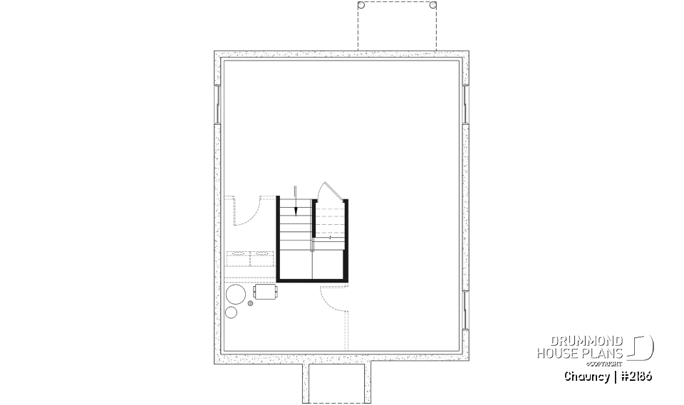 Unfinished basement - Low-cost one-story empty nester, 1 bedroom + 1 office, open floor plan, trending style - Chauncy