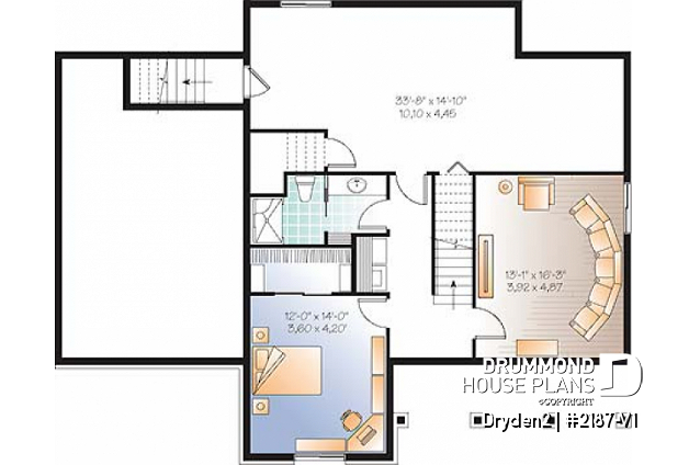 Basement - Affordable Small Country house plan, great floor plan layout, 3 to 4 bedroom with home theater and garage - Dryden2