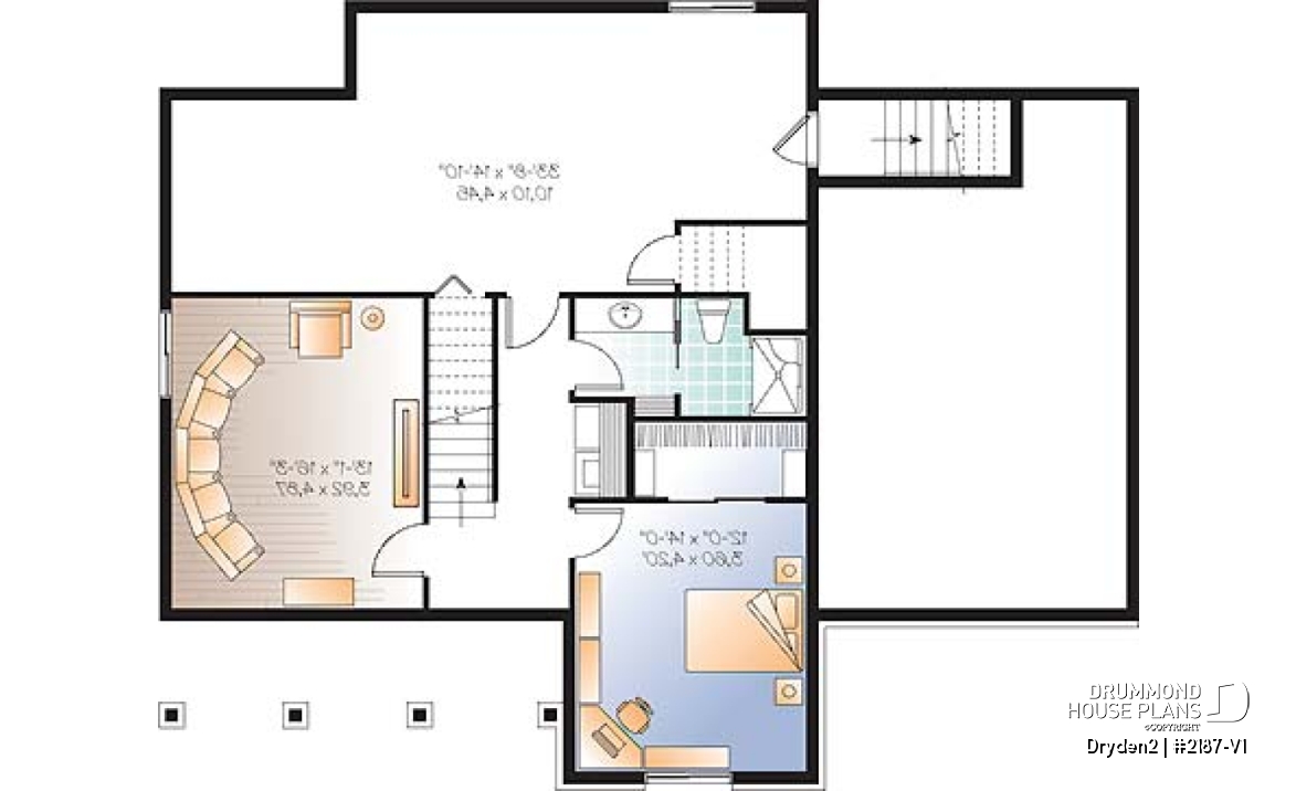 Basement - Affordable Small Country house plan, great floor plan layout, 3 to 4 bedroom with home theater and garage - Dryden2