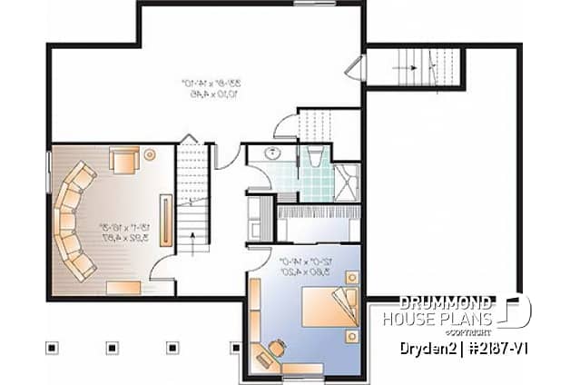 Basement - Affordable Small Country house plan, great floor plan layout, 3 to 4 bedroom with home theater and garage - Dryden2