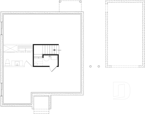 Unfinished basement - 2 to 4 bedrooms, small & simple transitional style house plan, optional finished basement ($) - St-Laurent