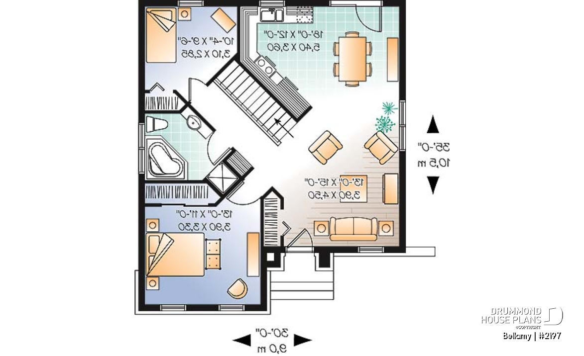 1st level - Ideal Empty nester home design, 2 bedrooms, elevated ceiling, unfinished basement for storage - Bellamy