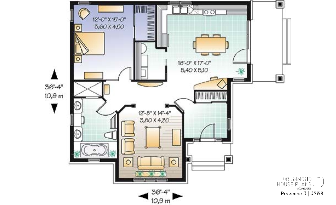 1st level - Empty nester one bedroom cottage style home, affordable, functional, one full bathroom, 9' ceiling - Provence 3