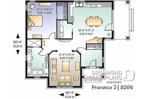 1st level - Empty nester one bedroom cottage style home, affordable, functional, one full bathroom, 9' ceiling - Provence 3