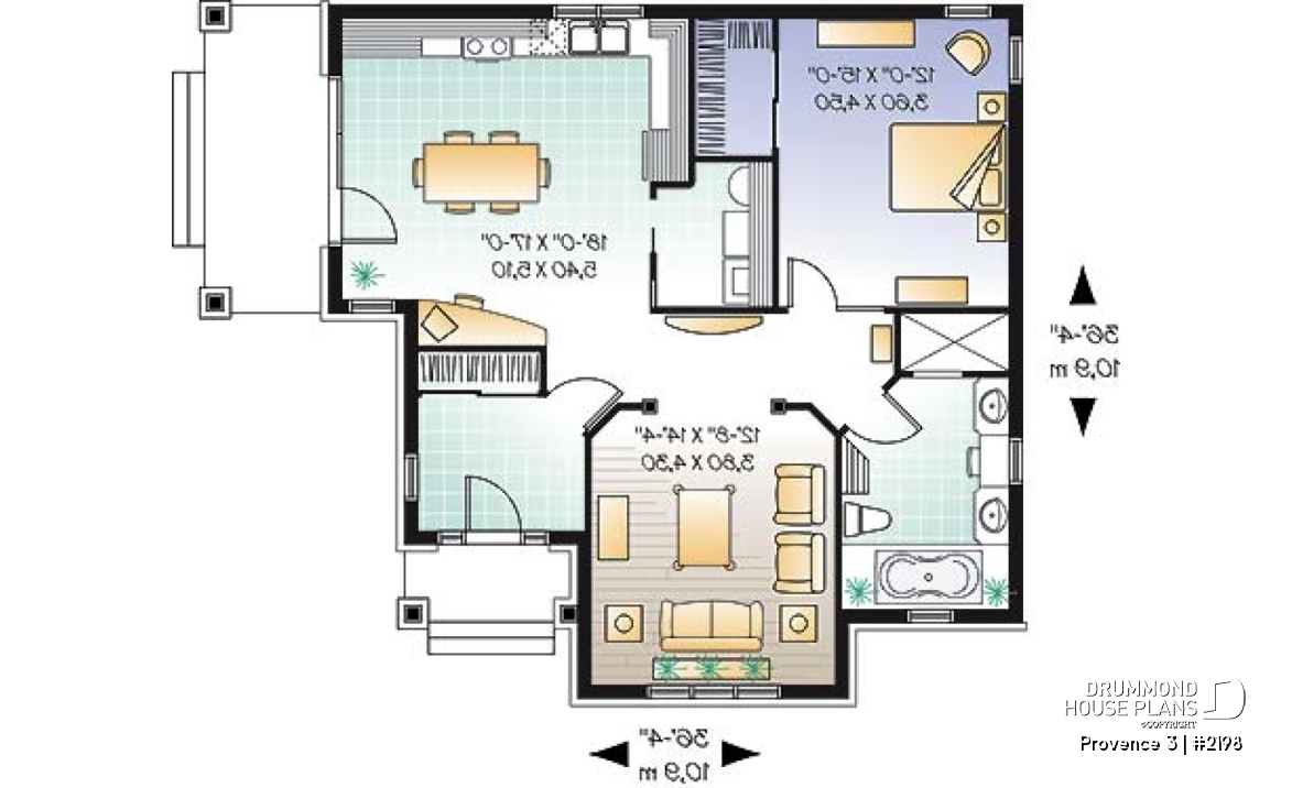 1st level - Empty nester one bedroom cottage style home, affordable, functional, one full bathroom, 9' ceiling - Provence 3