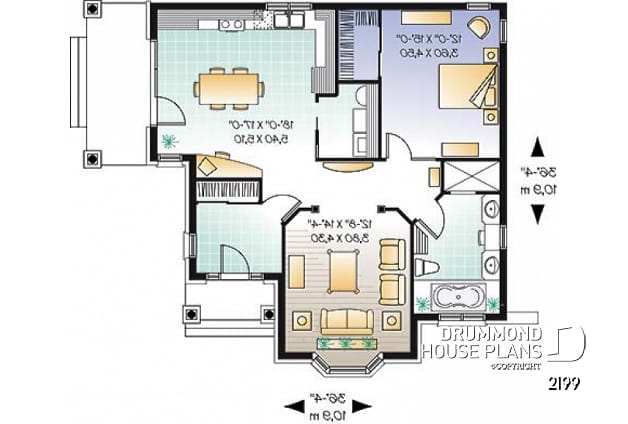 1st level - One-bedroom house plan with charming side sheltered terrace. - Tassigny