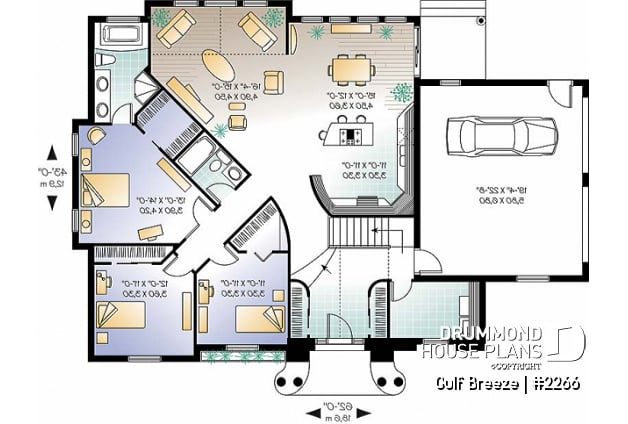 1st level - 3 bedroom, 2 bathroom house plan with master suite, 2-car garage, large open concept  - Gulf Breeze
