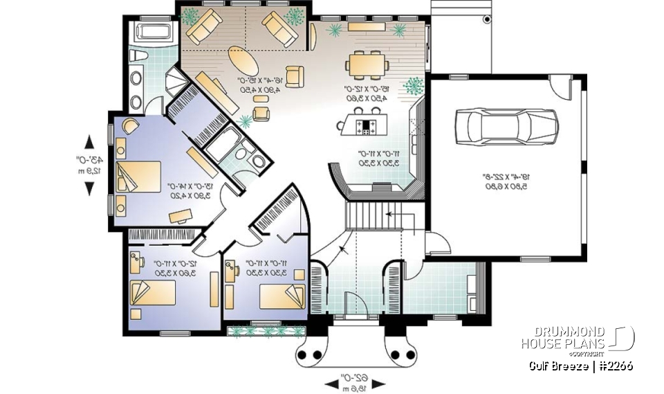 1st level - 3 bedroom, 2 bathroom house plan with master suite, 2-car garage, large open concept  - Gulf Breeze