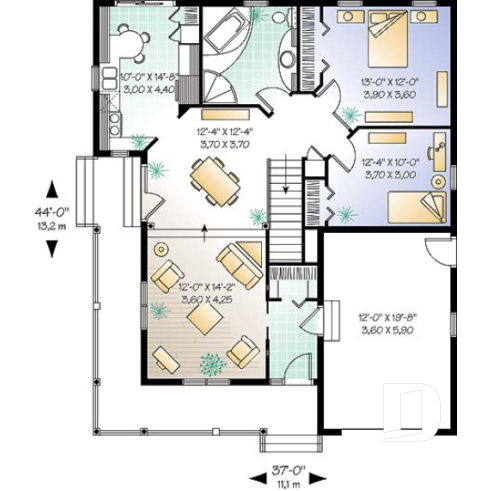 1st level - Low budget ranch style home with garage, 2 bedrooms, one-car garage, unfinished daylight basement - Meadowlark