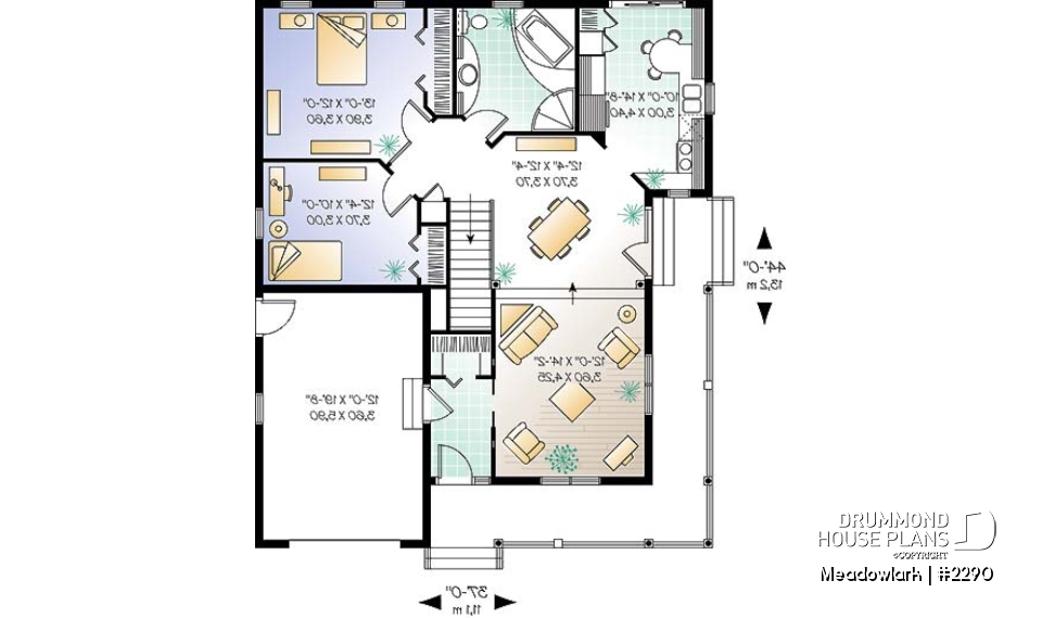 1st level - Low budget ranch style home with garage, 2 bedrooms, one-car garage, unfinished daylight basement - Meadowlark