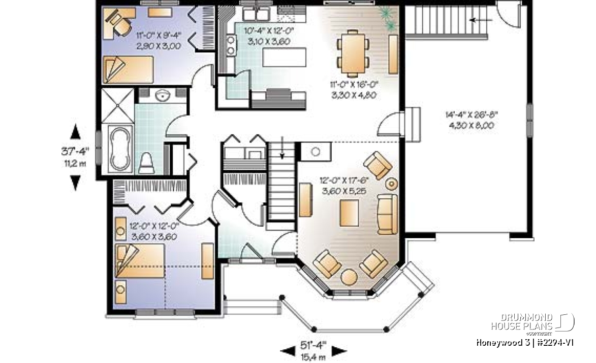 1st level - 2 bedroom Victorian with charming family room and garage, 2 sided fireplace - Honeywood 3