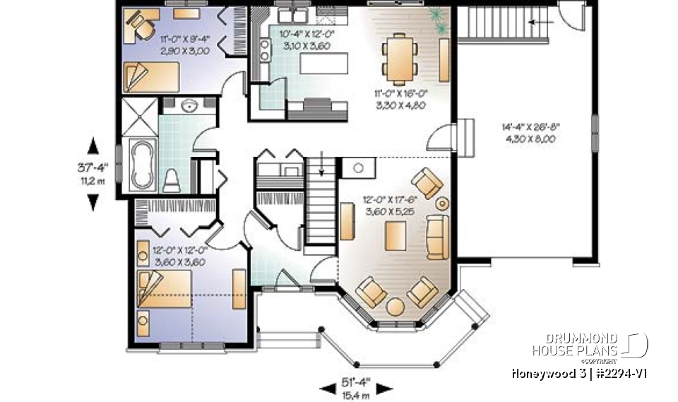 1st level - 2 bedroom Victorian with charming family room and garage, 2 sided fireplace - Honeywood 3