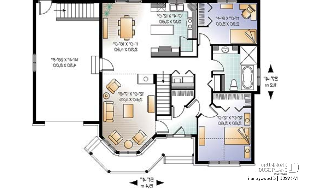 1st level - 2 bedroom Victorian with charming family room and garage, 2 sided fireplace - Honeywood 3