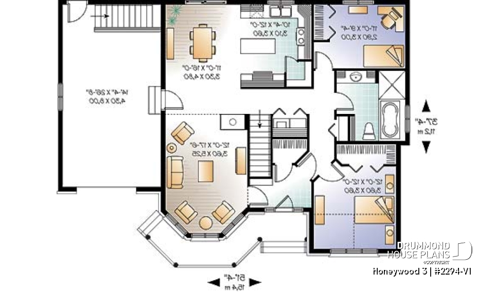 1st level - 2 bedroom Victorian with charming family room and garage, 2 sided fireplace - Honeywood 3