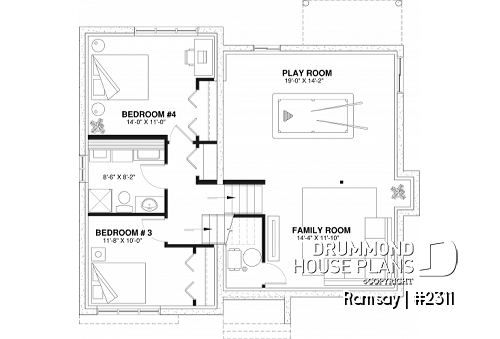 Basement - 2 to 4 bedroom modern farmhouse with open space, cathedral ceiling, pantry, mud room and split level - Ramsay