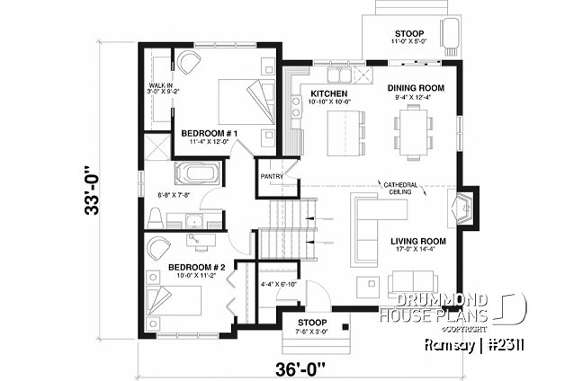 Basement - 3 to 4 bedroom modern farmhouse with open space, cathedral ceiling, pantry, mud room and split level - Ramsay