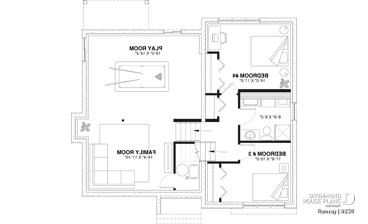 Finished basement - 2 to 4 bedroom modern farmhouse with open space, cathedral ceiling, pantry, mud room and split level - Ramsay
