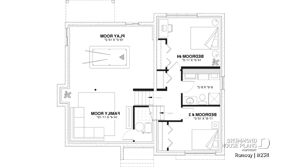 Finished basement - 2 to 4 bedroom modern farmhouse with open space, cathedral ceiling, pantry, mud room and split level - Ramsay