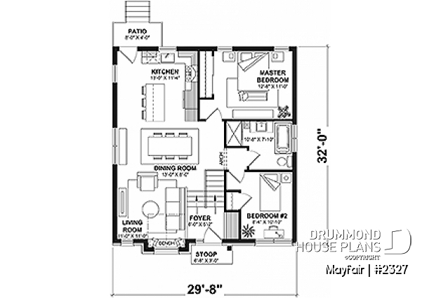 1st level - Split level house plan with 2 bedrooms - Mayfair