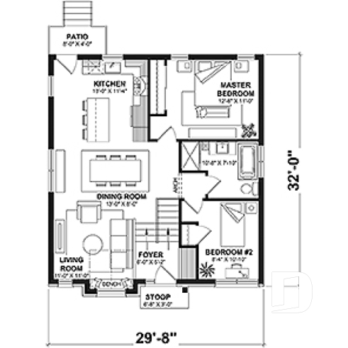 1st level - Split level entry home plan, 2 to 5 bedrooms, 1 or 2 baths, kitchen w/island, optional finished basement ($) - Mayfair