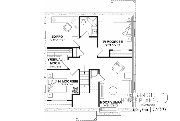 Finished basement (Optional $) - Split level entry home plan, 2 to 5 bedrooms, 1 or 2 baths, kitchen w/island, optional finished basement ($) - Mayfair