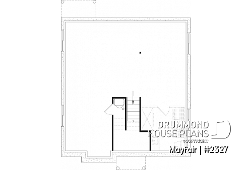 Unfinished basement - French country inspired split level home plan, 2 to 5 bedrooms, 2 baths, kitchen w/island, finished basement - Mayfair