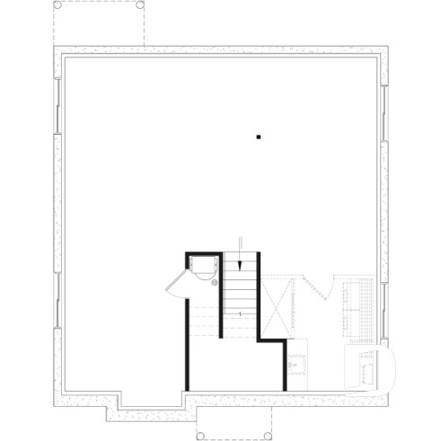 Unfinished basement - Split level entry home plan, 2 to 5 bedrooms, 1 or 2 baths, kitchen w/island, optional finished basement ($) - Mayfair