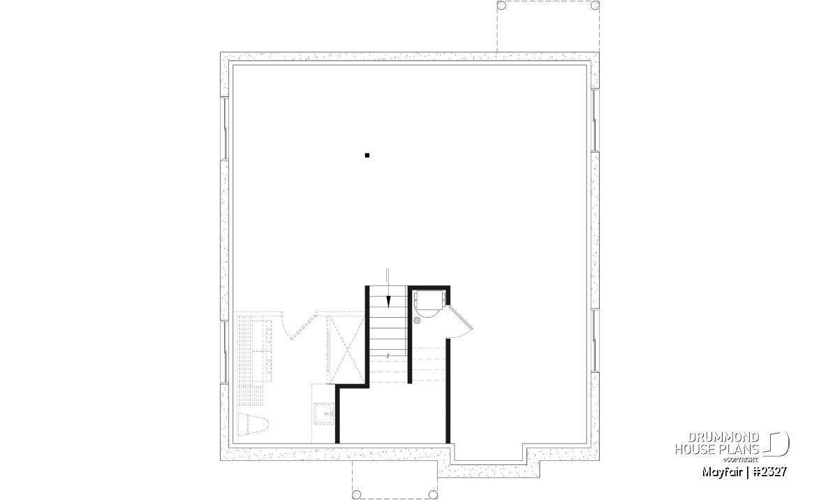 Unfinished basement - Split level entry home plan, 2 to 5 bedrooms, 1 or 2 baths, kitchen w/island, optional finished basement ($) - Mayfair