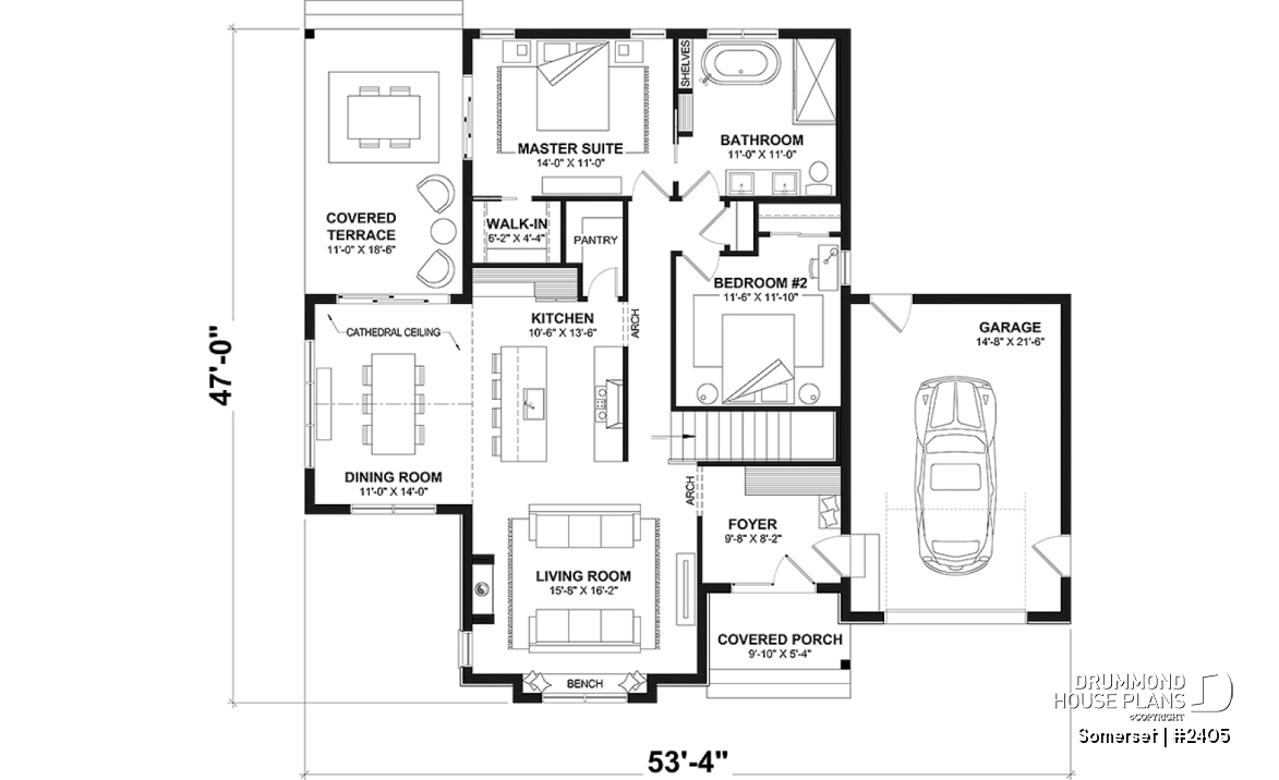 1st level - Modern Farmhouse Bungalow with Covered Terrace, Garage and Flexible Lower Level - Somerset