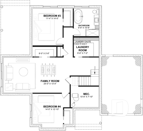 Finished basement (Optional $) - Modern Farmhouse Bungalow with Covered Terrace, Garage and Flexible Lower Level - Somerset