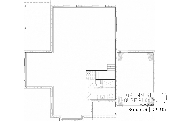 Unfinished basement - Compact 2 bedrooms ranch style house plan, one-car garage, fireplace, pantry and great natural light - Somerset