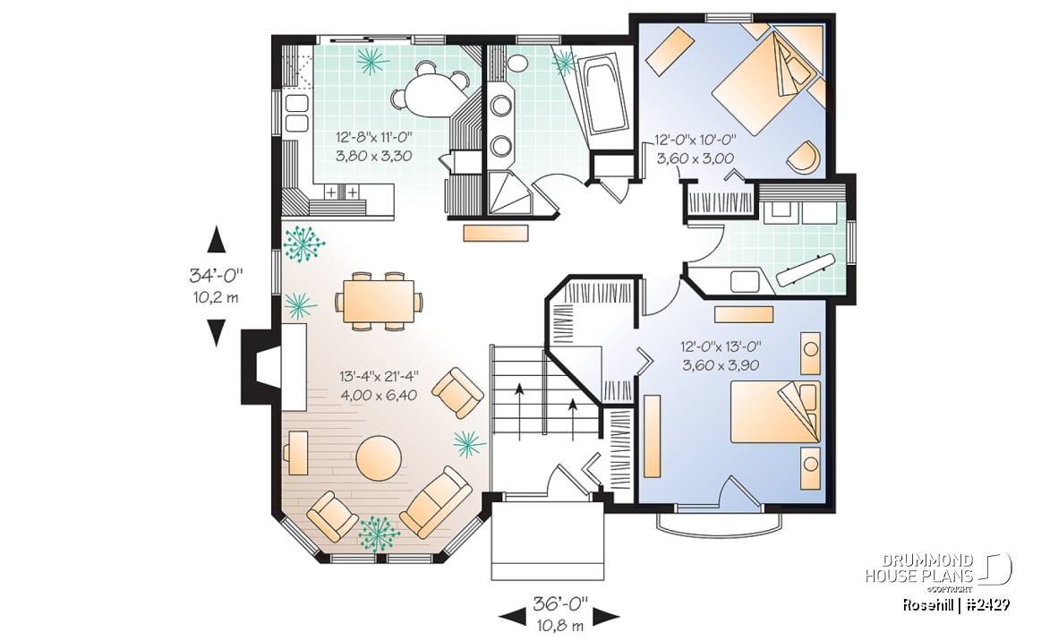 1st level - Split level house with 2 bedrooms, laundry room, nice family room with fireplace, private juliet balcony - Rosehill