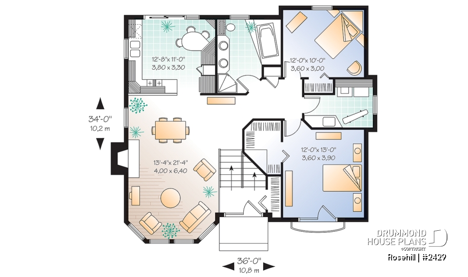 1st level - Split level house with 2 bedrooms, laundry room, nice family room with fireplace, private juliet balcony - Rosehill