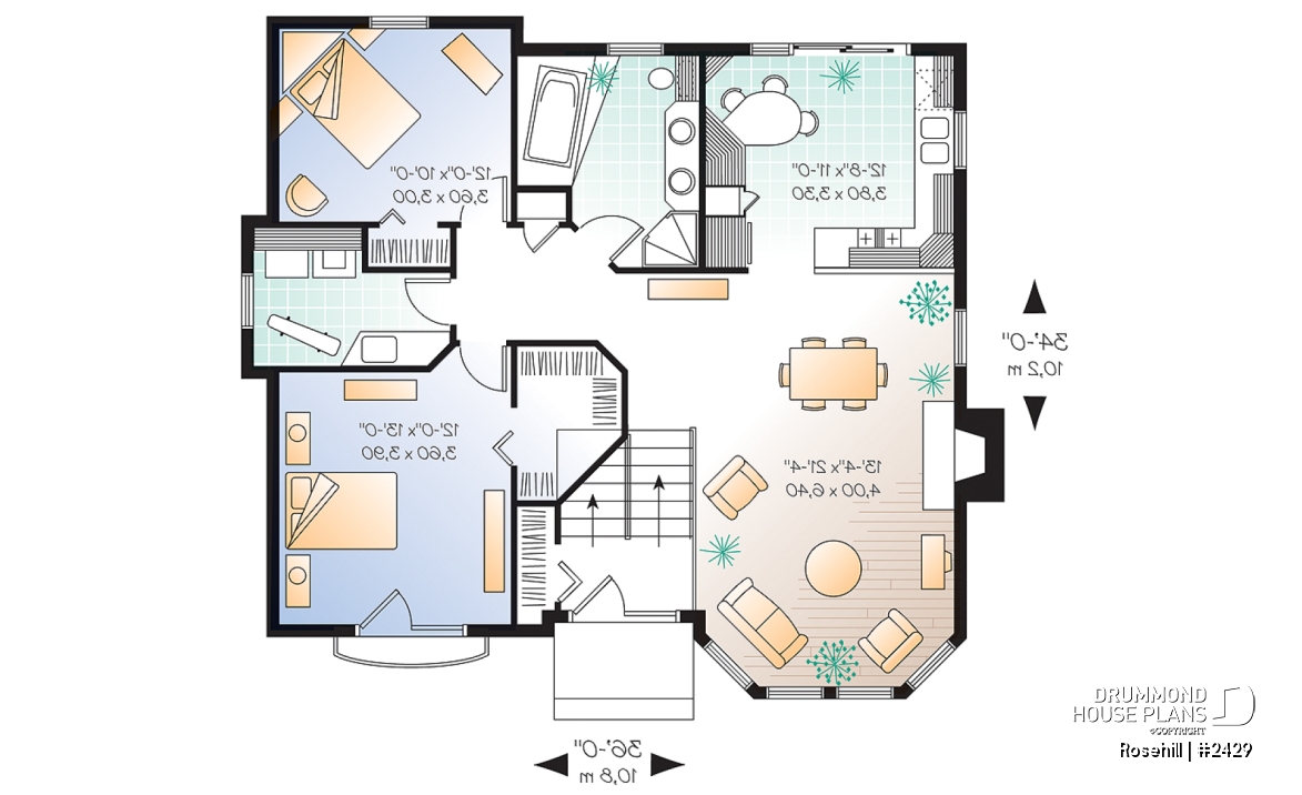 1st level - Split level house with 2 bedrooms, laundry room, nice family room with fireplace, private juliet balcony - Rosehill
