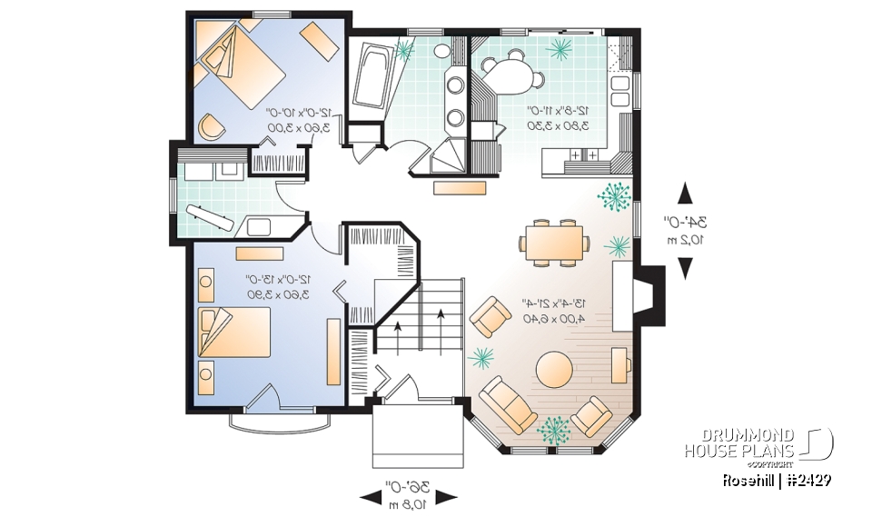 1st level - Split level house with 2 bedrooms, laundry room, nice family room with fireplace, private juliet balcony - Rosehill
